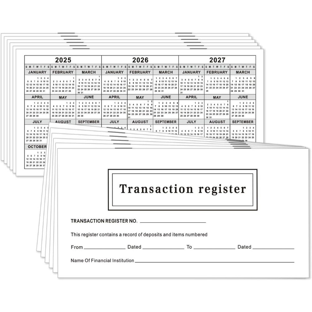 12 - Pack 6"×3" Check Registers for Personal Checkbook - Blank Ledger Transactio